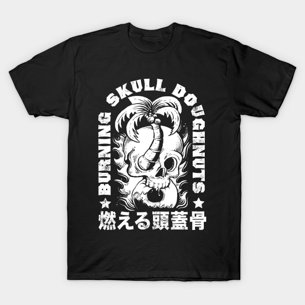 Flaming Skull Donut Shop T-Shirt by Black Tee Inc